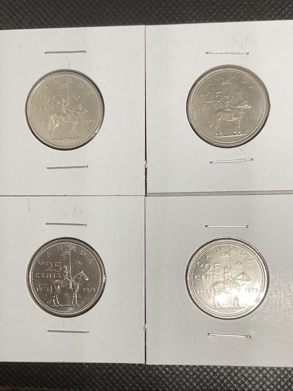 Set of 4 Canadian 25 Cents Coins (1973) RCMP Mountie